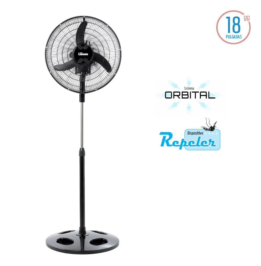 Ventilador Pie 18" Negro 75w Vprn18 Liliana
