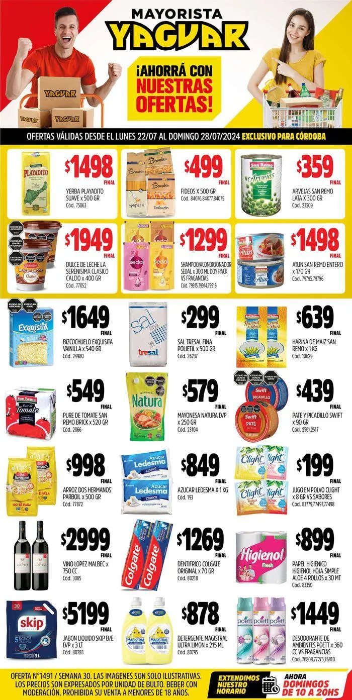 Ofertas de Catálogo Supermercados Yaguar Córdoba 22 de julio al 28 de julio 2024 - Página 1 del catálogo