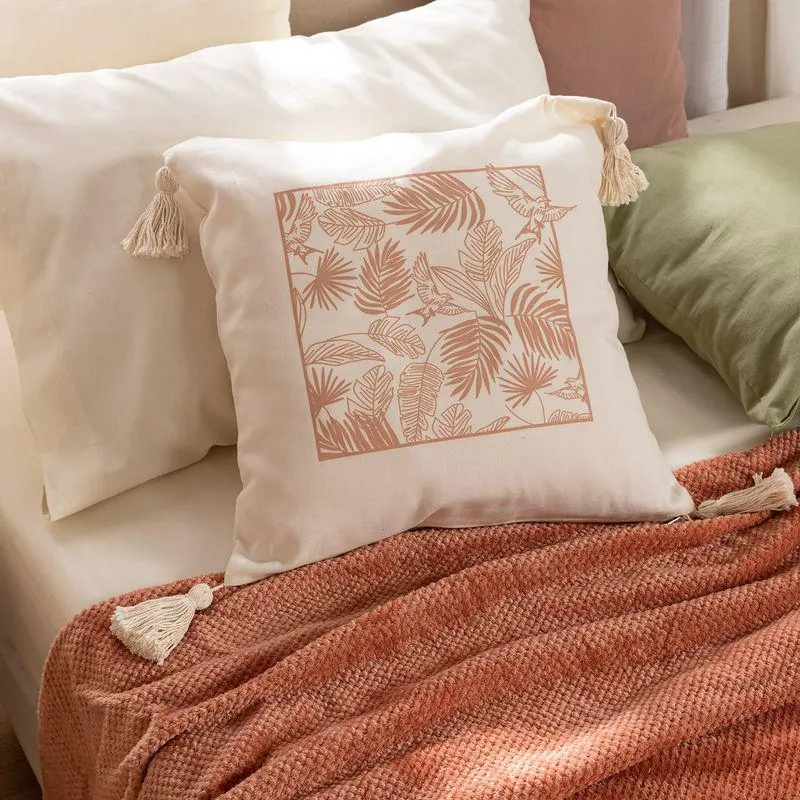 Funda de Almohadón Rayas con Borlas