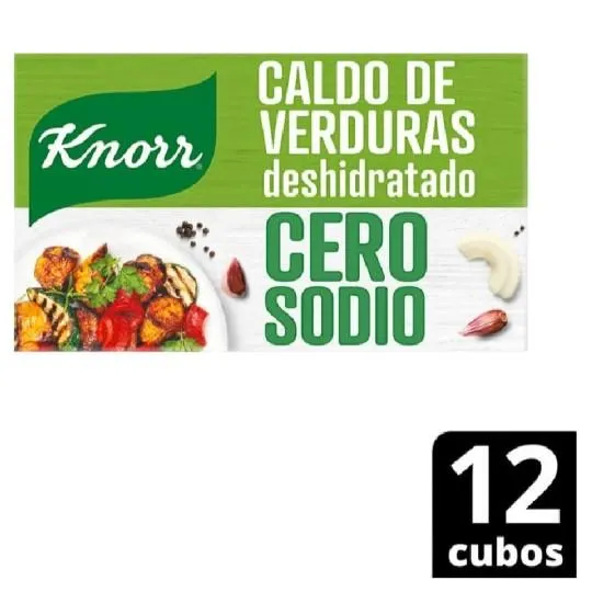 CALDOS EN CUBO KNORR CERO SAL VERDUR 12 UNIDADES
