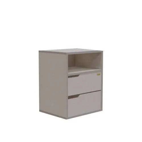 Mesa de luz con 2 cajones y estante seda giorno EMC