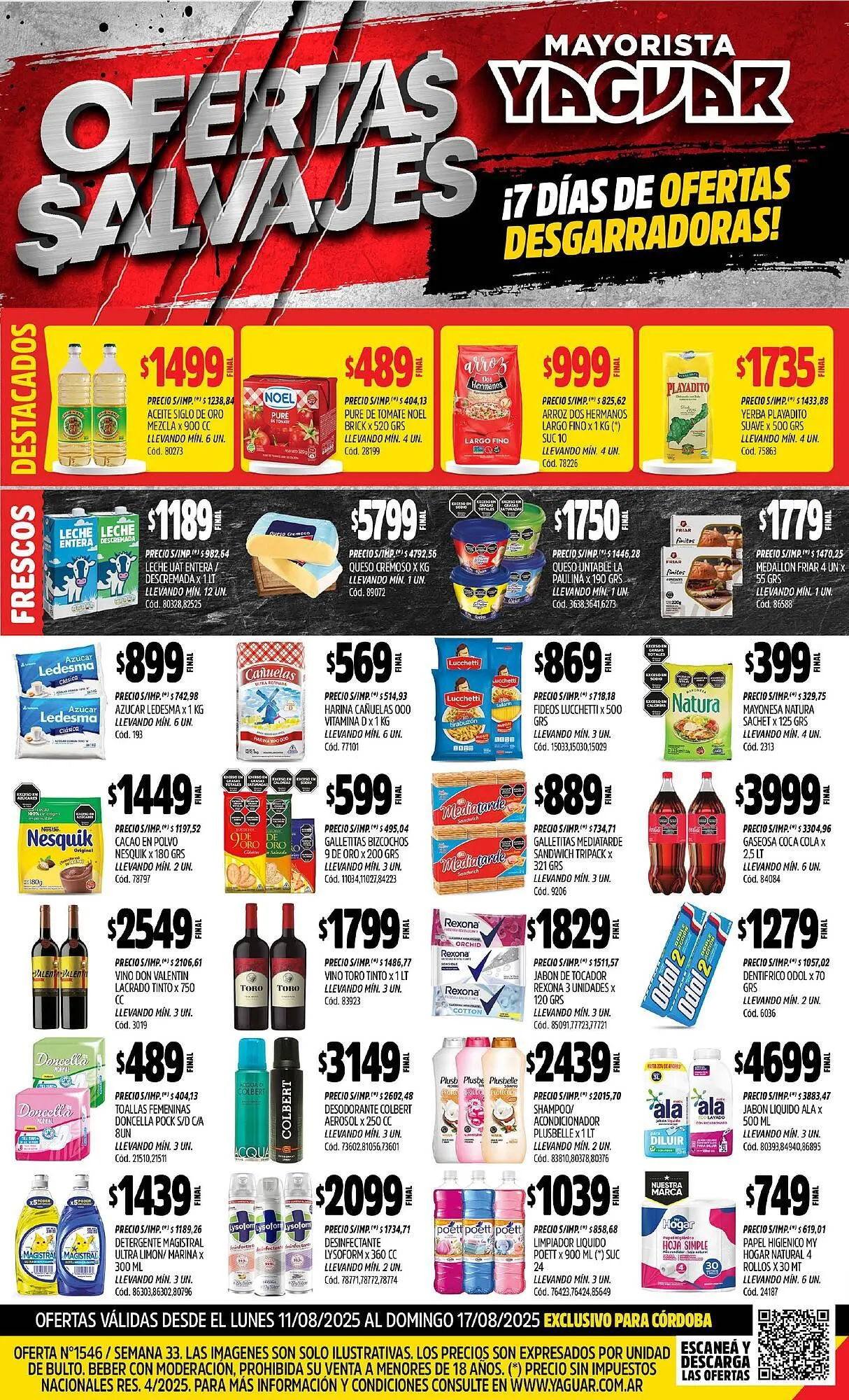 Ofertas de Catálogo Supermercados Yaguar 11 de agosto al 18 de agosto 2025 - Página 1 del catálogo