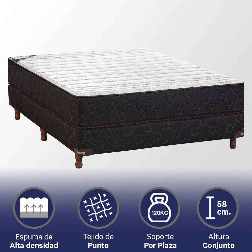 Conjunto Sommier Monaco Kavanag 140 x 190 x 26