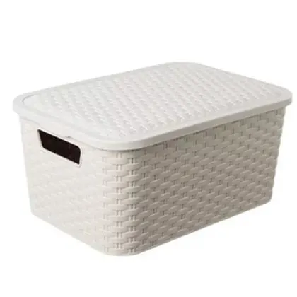 Cesto Simil rattán de plástico 15 L tiza