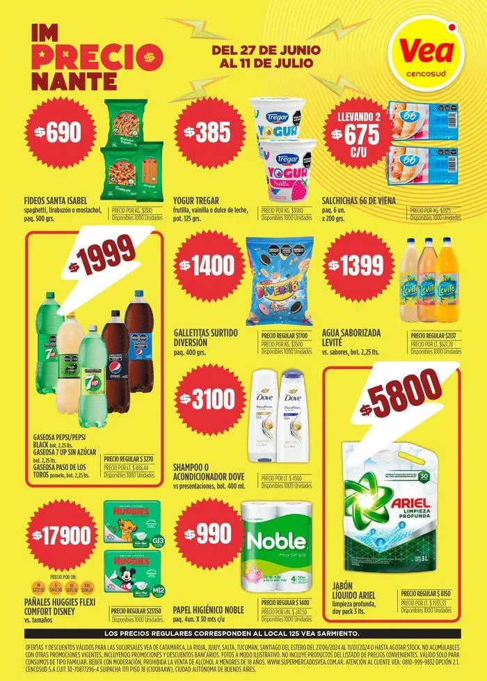 Ofertas de Ofertas Im-Precio-Nante Vea Región NOA 5 de julio al 11 de julio 2024 - Página 1 del catálogo