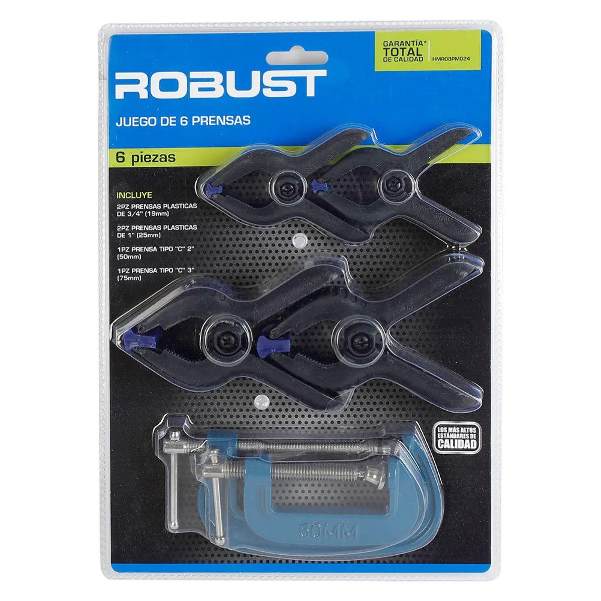 Set de Prensas Tipo C 3/4" a 3" 6 Piezas Robust