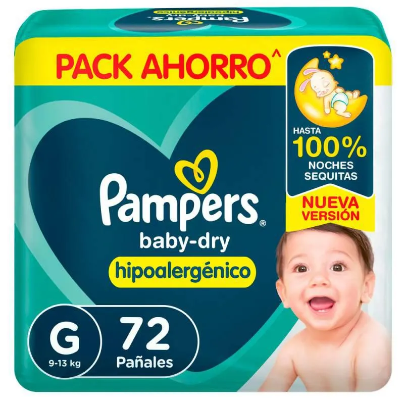 Pañal G Babydry Hiper Pampers x 72 Un.