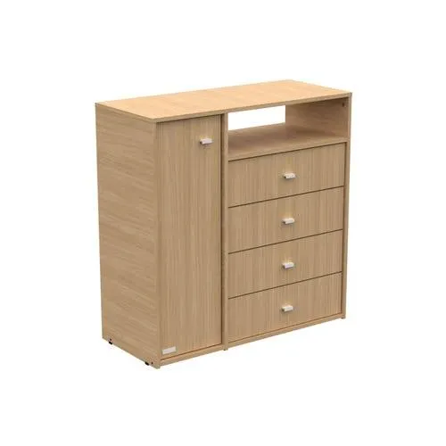 Cómoda cajonero 4 cajones 1 puerta melamina milenial malta Mosconi