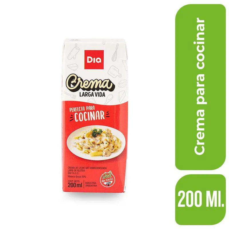 Crema de Leche Para Cocinar Larga Vida Dia 200 Ml