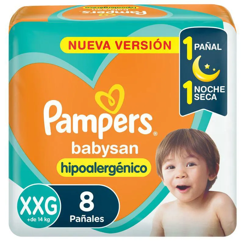 Pañal Babysan XXG Pampers 8 Un