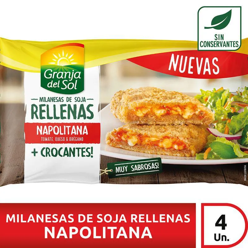 Milanesas de Soja Rellenas Napolitanas Granja del Sol 380 Grs.