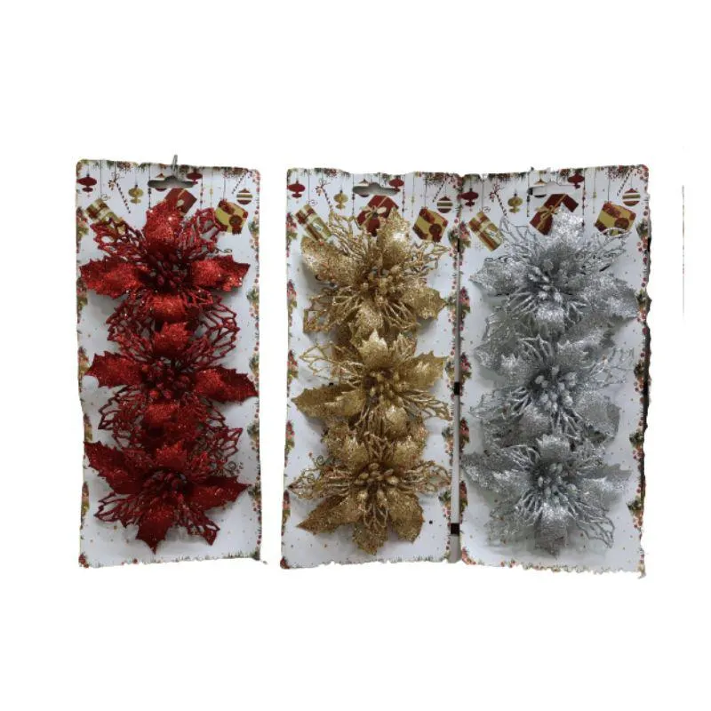 Blister 3 Flores Con Glitter 10 Cm