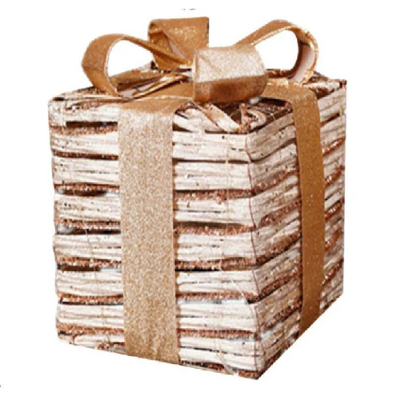 Regalo con luz led Cotidiana dorado 15 cm