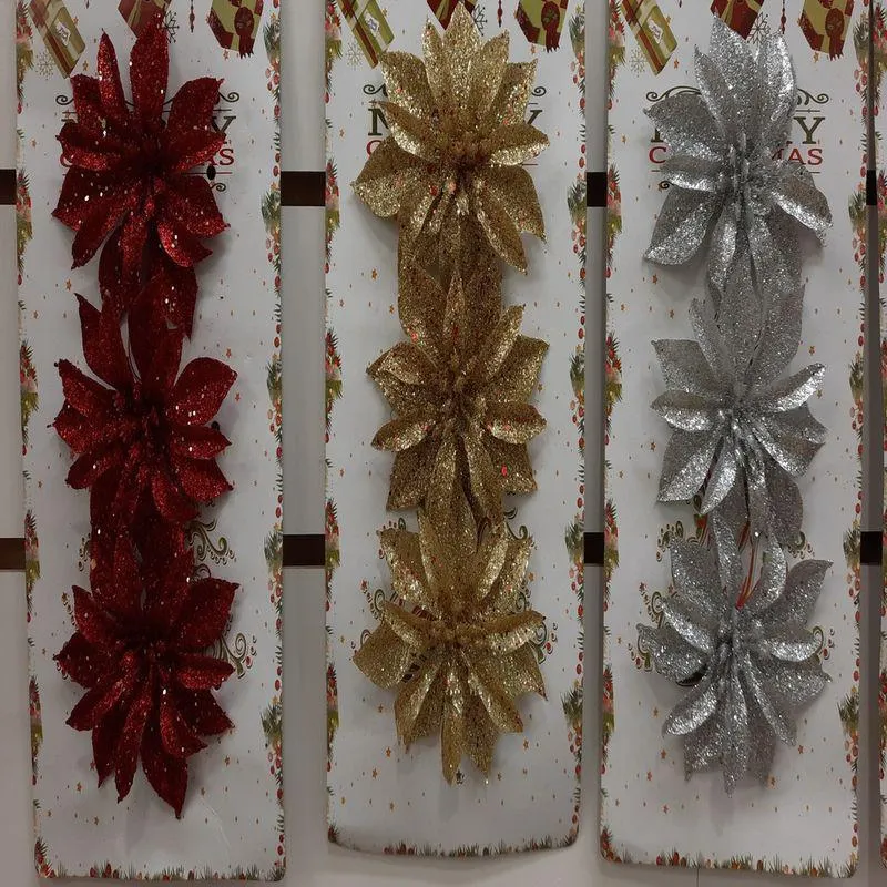 Blister 3 Flores Con Glitter 8 Cm