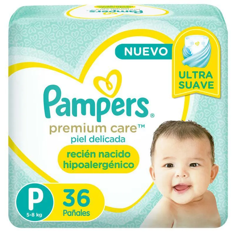 Pañales Pampers Premium Care Pequeño XTR 36 Un.