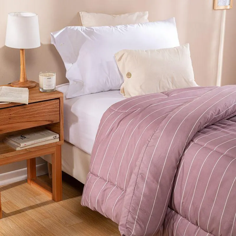 Acolchado Twin Size Reversible Raya Berry