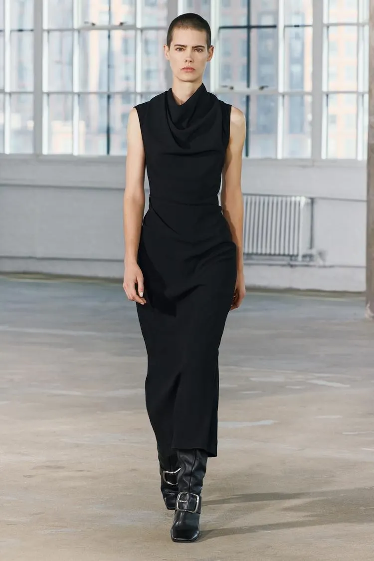 VESTIDO MIDI DRAPEADO ZW COLLECTION