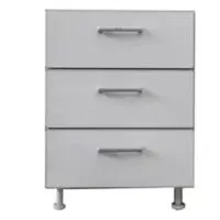 Bajo cajonero 60 x 82.5 cm Lugano 3 cajones roble blanco aluminio