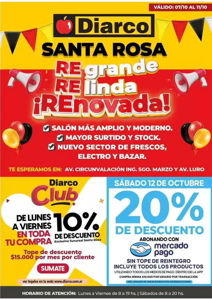 Ofertas de Diarco Ofertas Santa Rosa 7 de octubre al 11 de octubre 2024 - Página 1 del catálogo