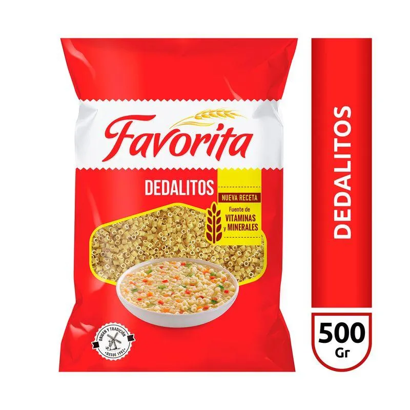Fideos dedalitos Favorita bolsa 500 g.
