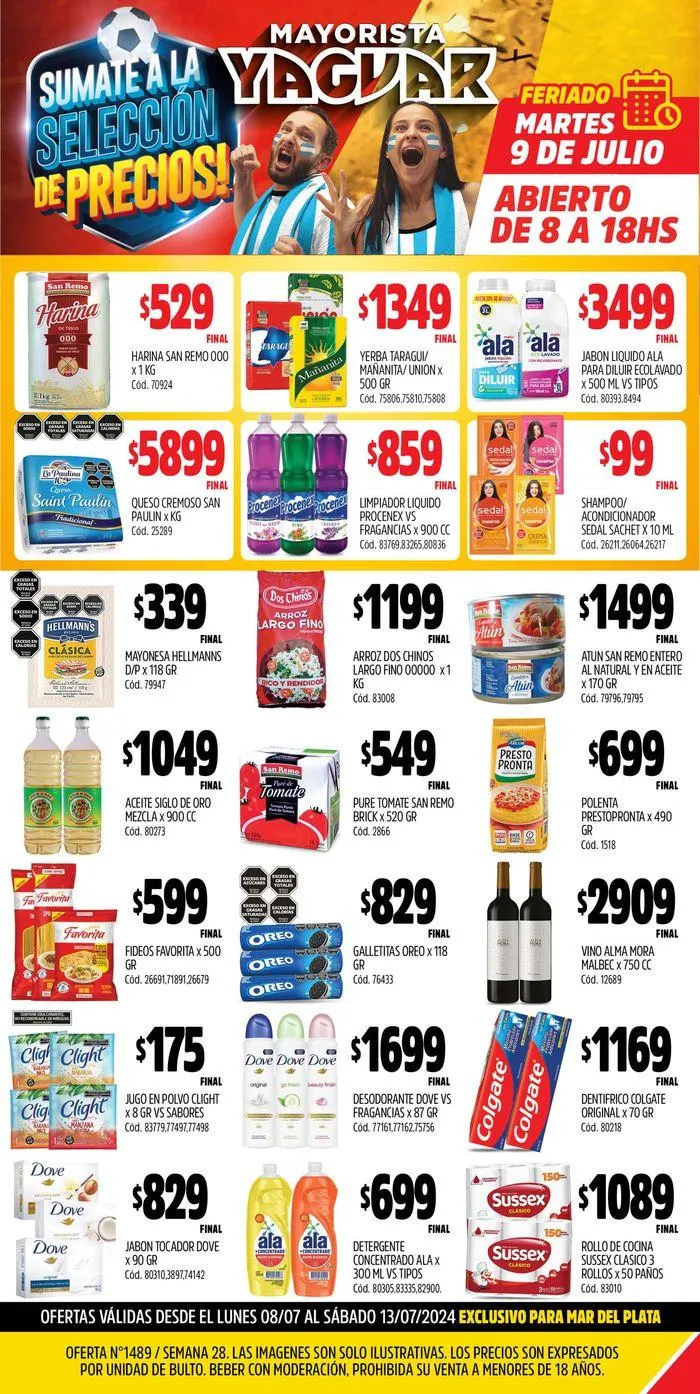 Ofertas de Ofertas Supermercados Yaguar Mar del Plata 8 de julio al 13 de julio 2024 - Página 1 del catálogo