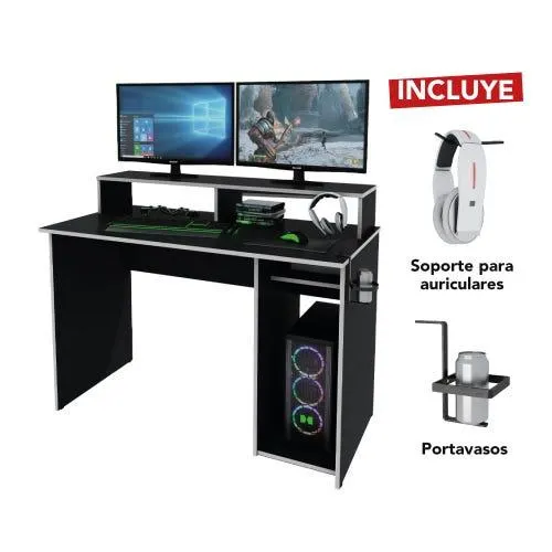 Escritorio Gamer EG1 negro y blanco Centro Estant
