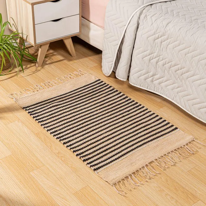 Alfombra Tejida a Mano Rayas 60 x 90 cm