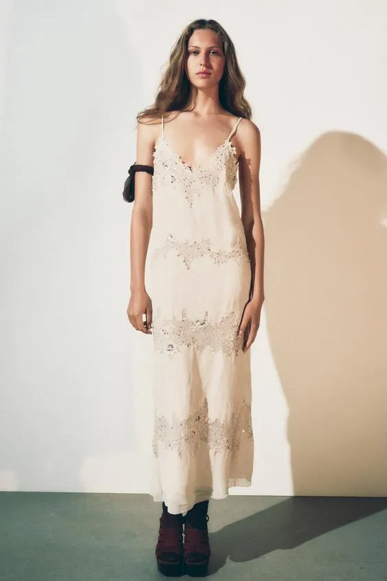 VESTIDO MIDI ENCAJE ZW COLLECTION