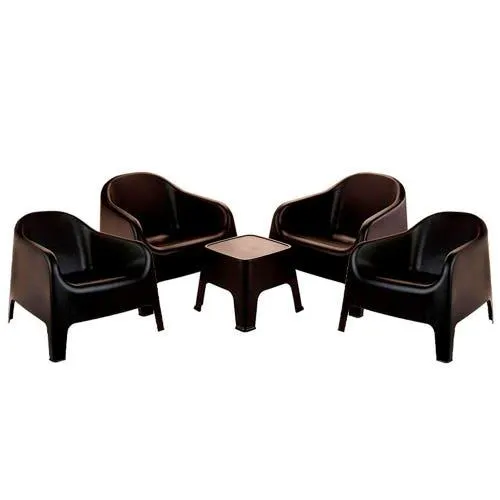 Set de 4 sillones skarpo negro 71x73 cm con mesa auxiliar Garden Life