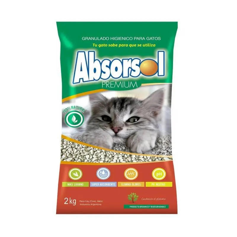 Piedras Sanitaria para Gatos Absorsol x 2 Kg.