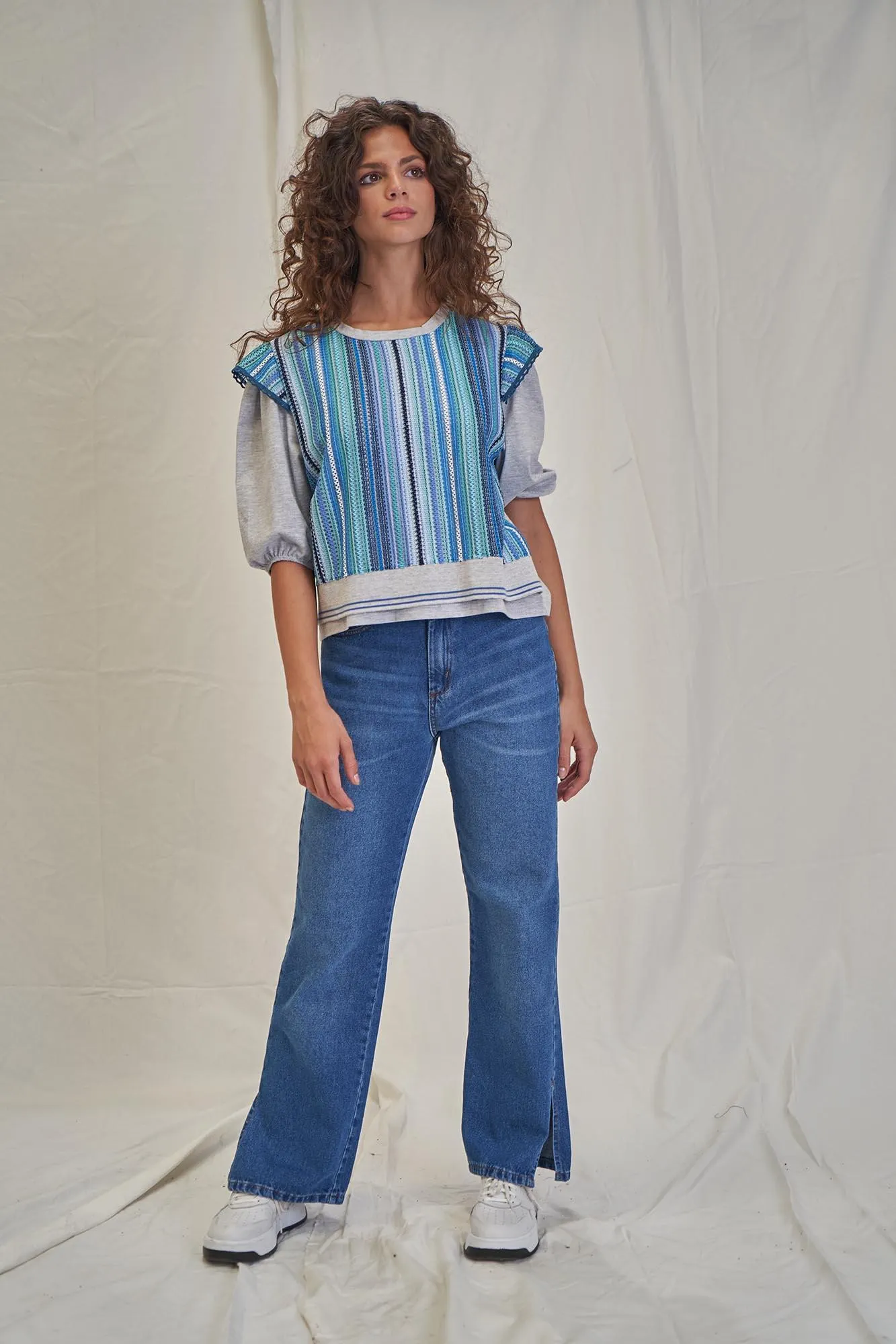 remera raiz combo gris/celeste