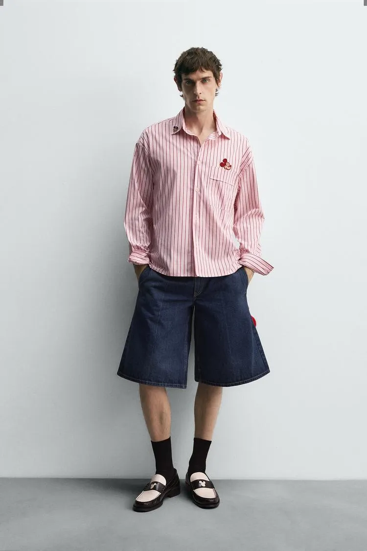 CAMISA RAYAS PARCHE MICKEY MOUSE HARRY LAMBERT FOR ZARA X DISNEY