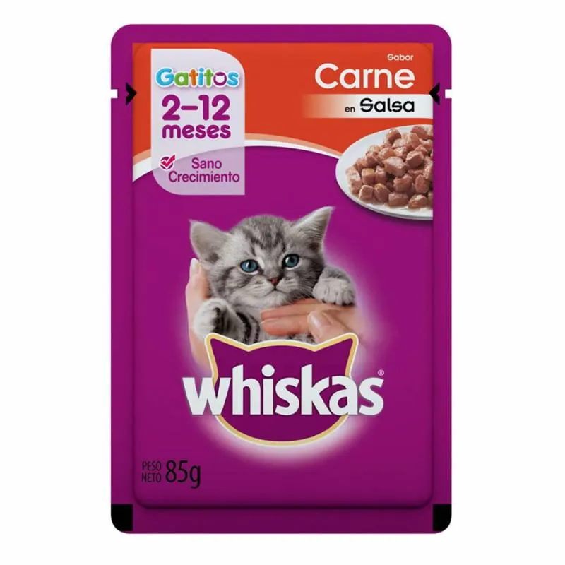 Alimento para Gatito Pouch Carne Whiskas x 85 g.