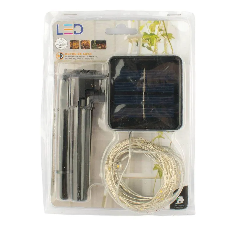 Adorno Navideño 100 Luces Solar Multic.c/estac 10m