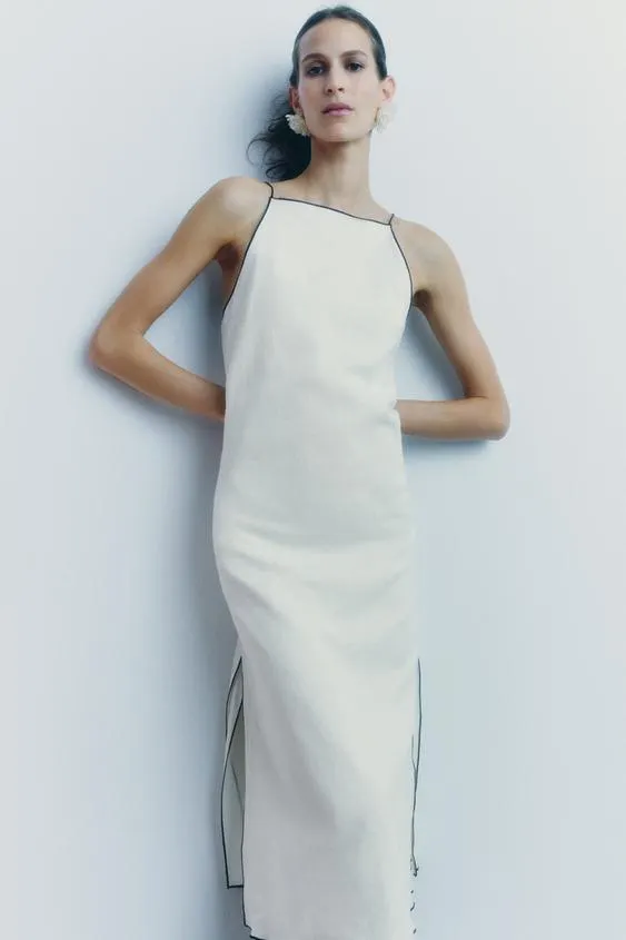 VESTIDO CON LINO VIVOS ZW COLLECTION