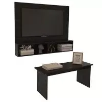 Set de Rack de TV hasta 55" con mesa ratona roble negro