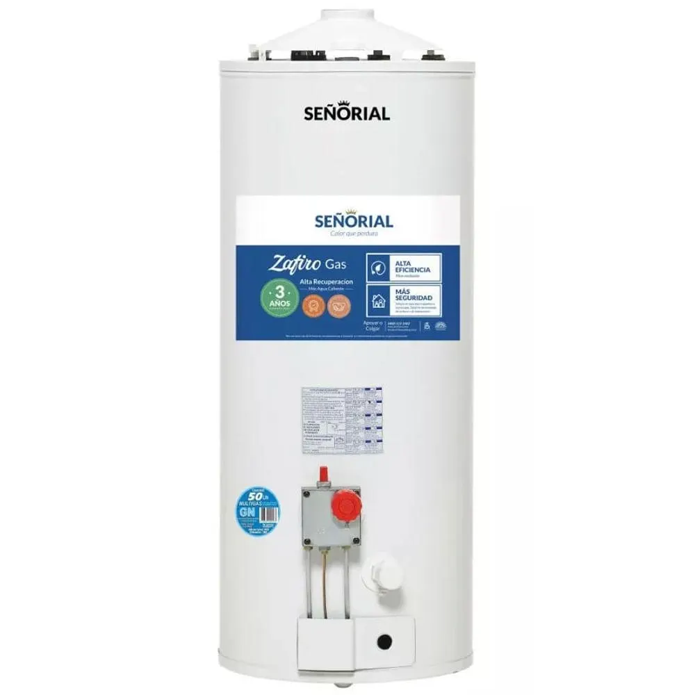 Termotanque a Gas 50 Lt. De Colgar y Apoyar ZAFIRO TSZ-50 AR