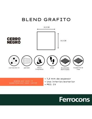 CERRO NEGRO BLEND GRAFITO 61.5X61.5 M2 - PORCELLANATO