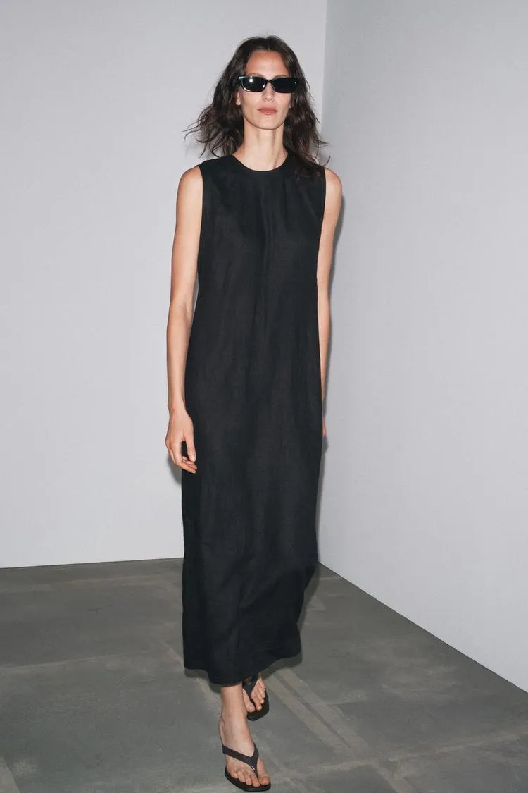 VESTIDO MIDI LINO 100% ZW COLLECTION