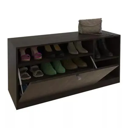 Zapatero pie de cama roble negro