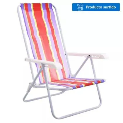Silla de playa plegable de acero y polietileno multicolor