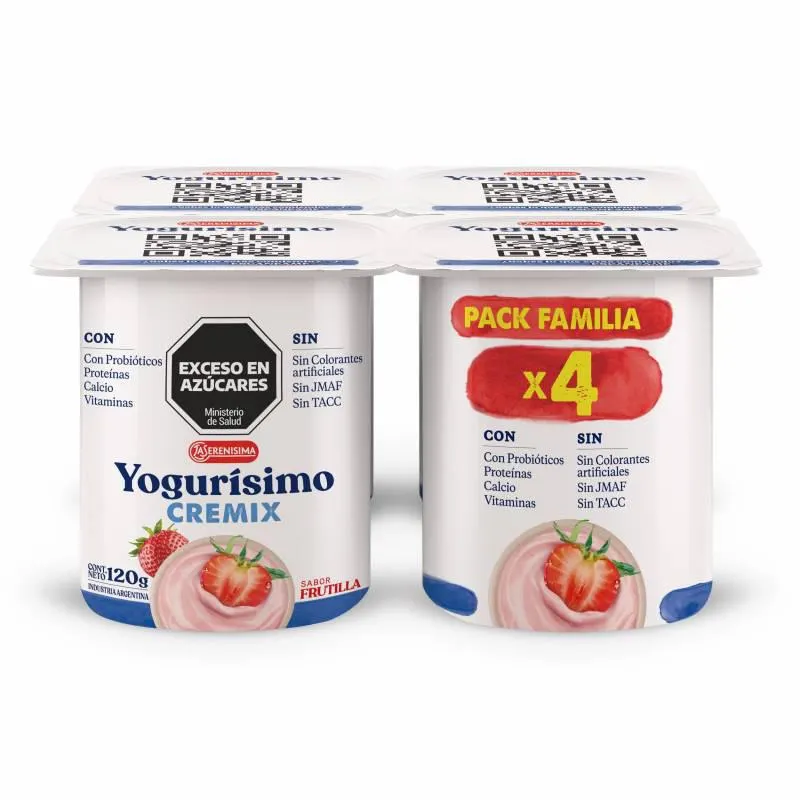 Yogur Cremix Frutilla Pack X4 Yogurisimo x 120gr