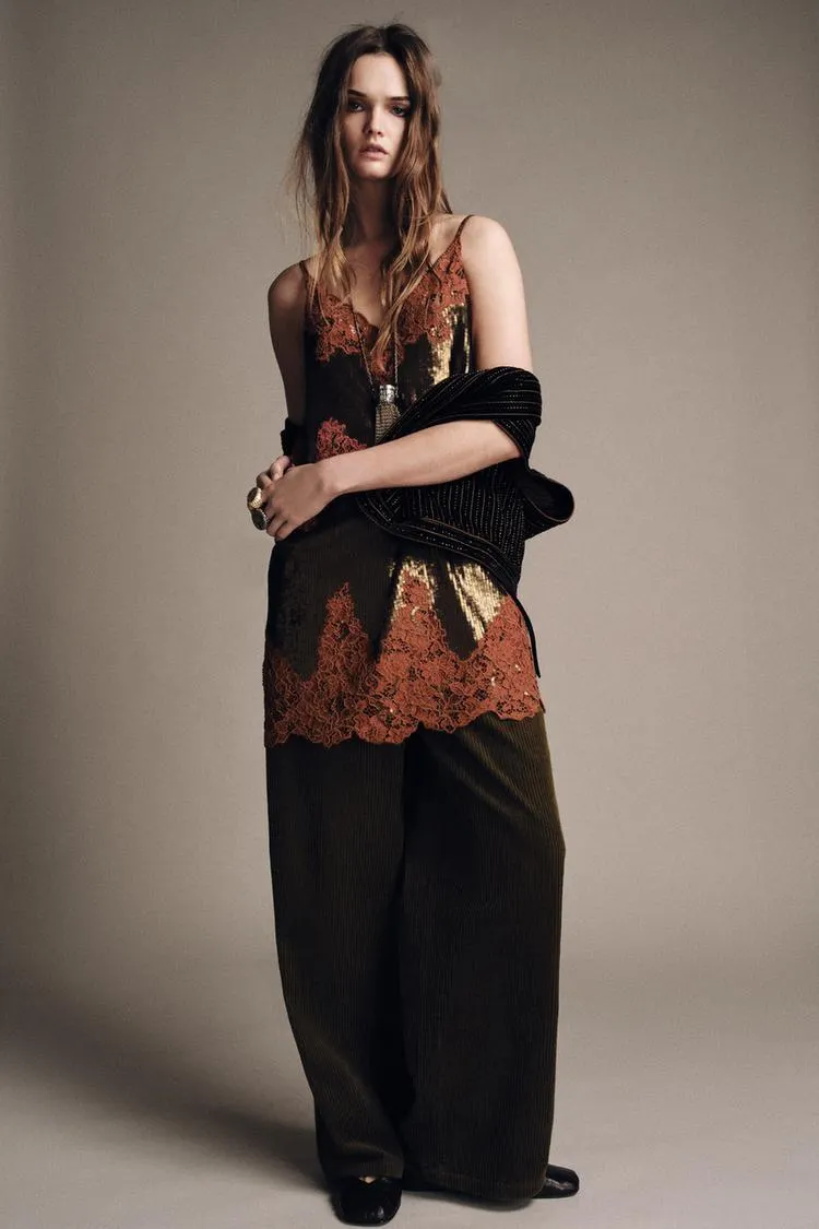 VESTIDO ENCAJE LENTEJUELAS ZW COLLECTION LIMITED EDITION