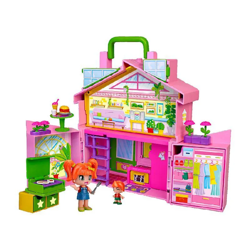 Pinypon -Casa Rosa Maletin Con 4 Habitaciones