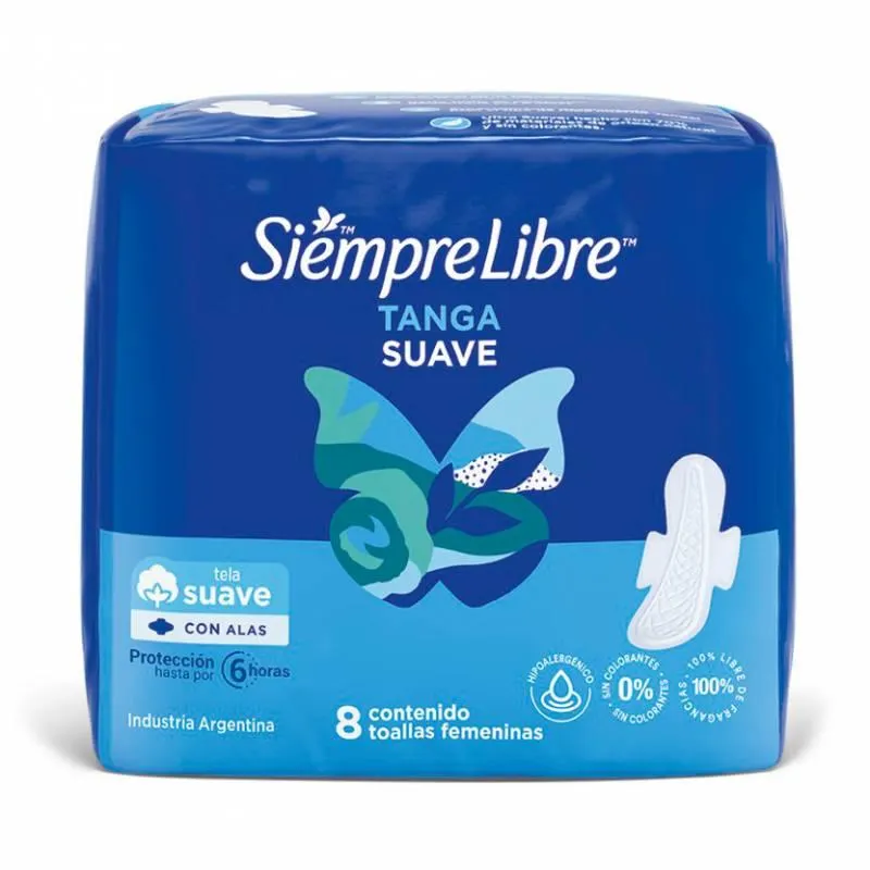 Toalla Higiénica Normal Tanga con Alas Suave Siempre Libre x 8 Un.