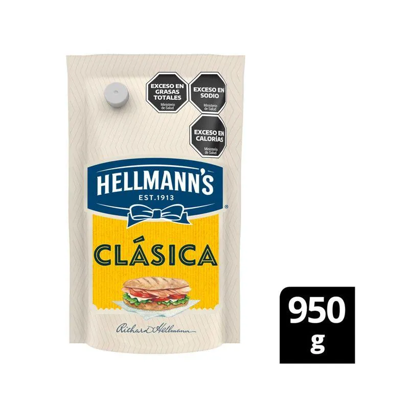 Mayonesa clásica Hellmann's sin tacc doypack 950 g.