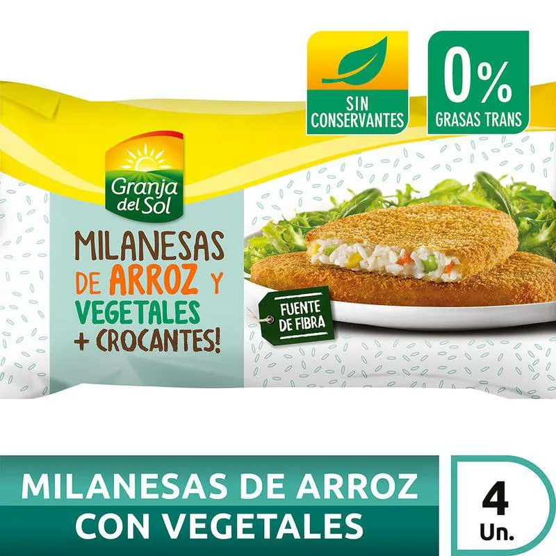 Milanesas de Arroz y Vegetales Granja del Sol 330 Grs.
