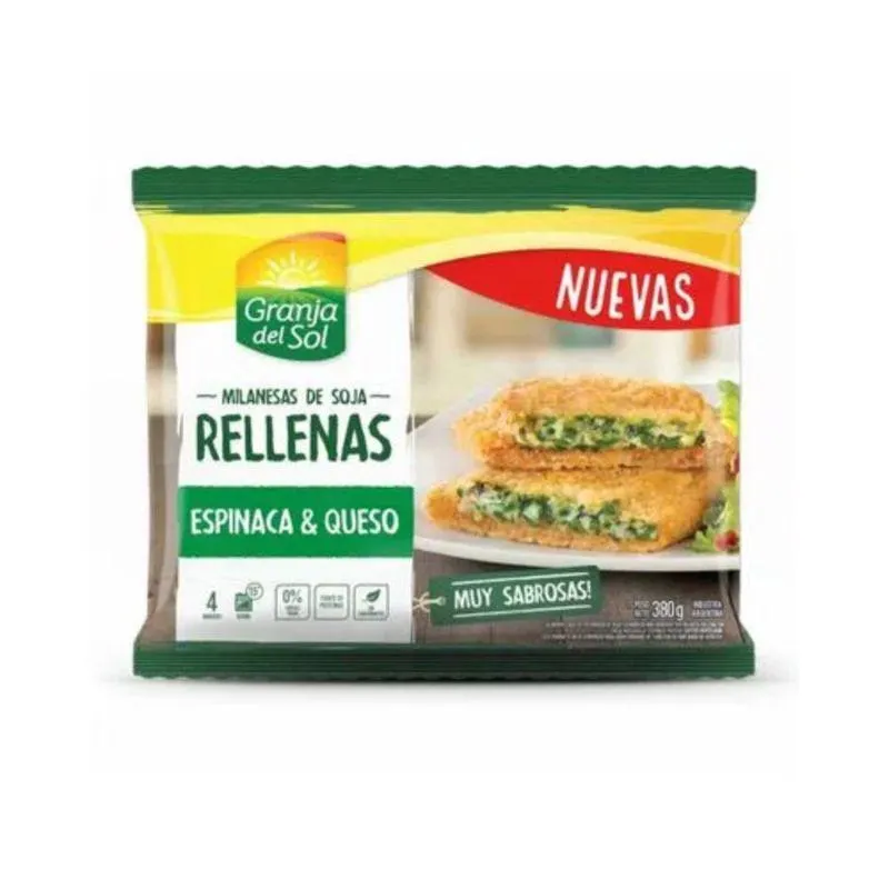 Milanesa de Soja Granja del Sol Relleno Jamón y Queso 380 Gr.