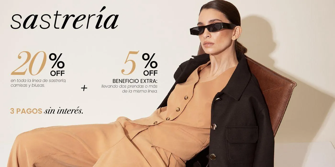 Sastrería 20% off + 5% off beneficio extra - 1