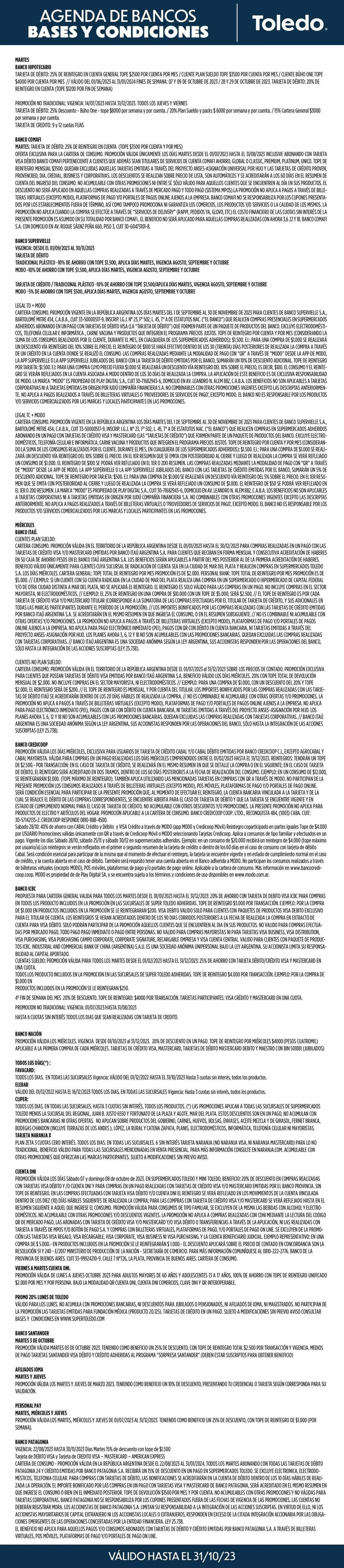 Ofertas de Catálogo Supermercados Toledo 22 de agosto al 30 de noviembre 2023 - Página 1 del catálogo